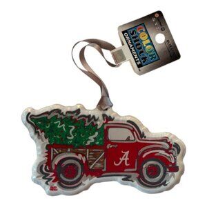 Color Shock Alabama Crimson Tide Truck w/Tree  Acrylic Christmas Ornament NWT